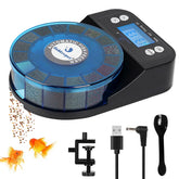 The Fishkeeper automatic feeder front view shows a compact, precise daily feeding solution.