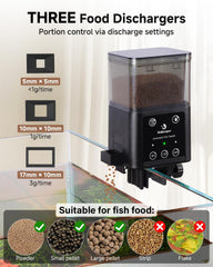 Fishkeeper automatic feeder three-size dispensers fit diverse tank setups.