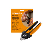 Fiskars Pet Large Nail Clippers with semi-circular blade for precise trims.
