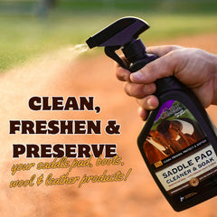 Five Star Equine Saddle Pad Cleaner in use with foam for deep cleaning.