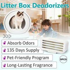 FixlyFido deodorizer shown beside compatible litter boxes, smooth integration and odor control.