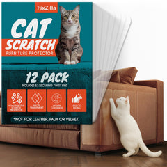 FixZilla anti-cat-scratch furniture protector 12-pack shields upholstery from claw marks while remaining discreet.