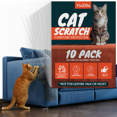 FixZilla cat scratch protector on sofa keeps claws away while blending with decor.