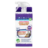Fizzion extra-strength pet stain remover bottle ready for carpets and upholstery