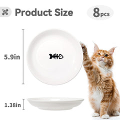 FlaggeZG 8-pack ceramic cat bowls add style to mealtime.