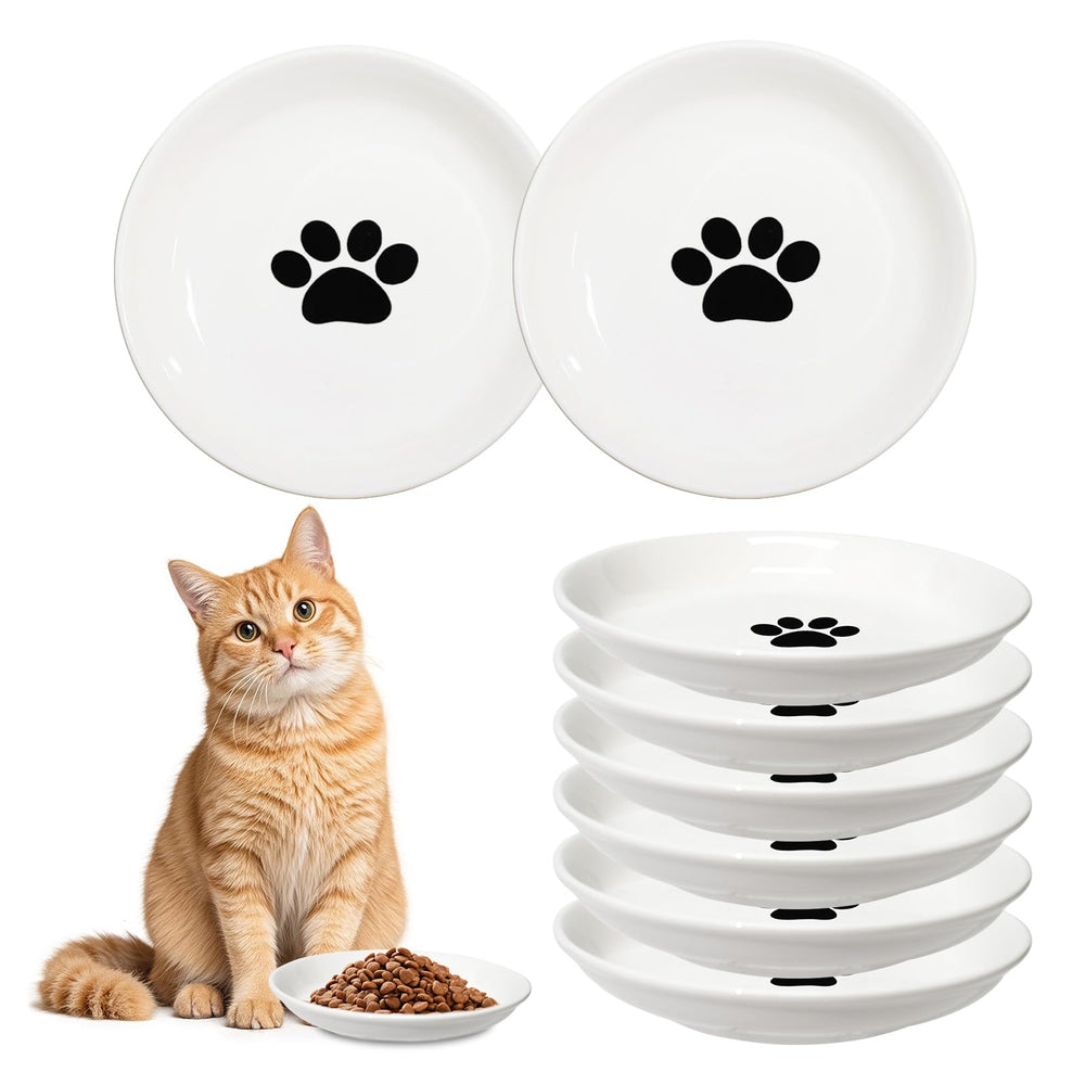 FlaggeZG eight-pack ceramic cat bowls for multi-pet households.