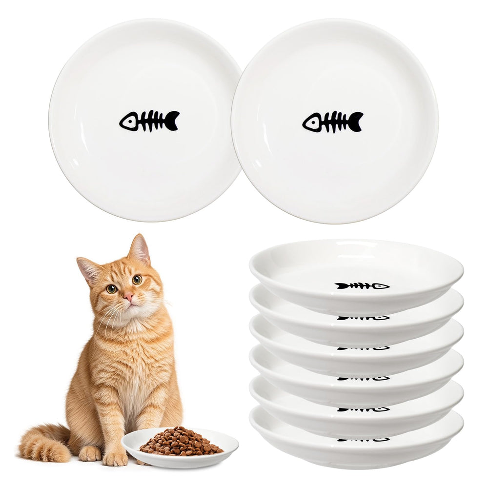 FlaggeZG ceramic cat bowl shallow design 5.9 inches for whisker-friendly feeding.