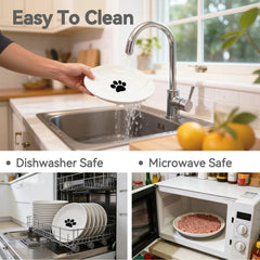 FlaggeZG dishwasher-safe ceramic cat bowl for easy cleaning.
