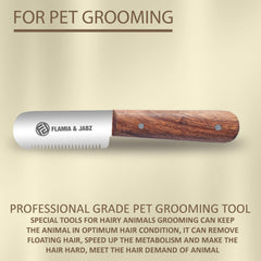 FLAMIA & JABZ rosewood handle detail for comfortable grooming grip