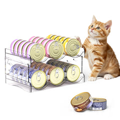 Flenpptly Cat Can Organizer 2-tier assembly demonstrates organized pantry storage