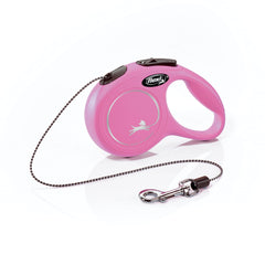 FLEXI Classic XS Pink Leash compact pocket size for tiny dogs up to 18 lb