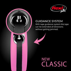 FLEXI New Classic pink 360 degree tape guidance prevents tangles on walks