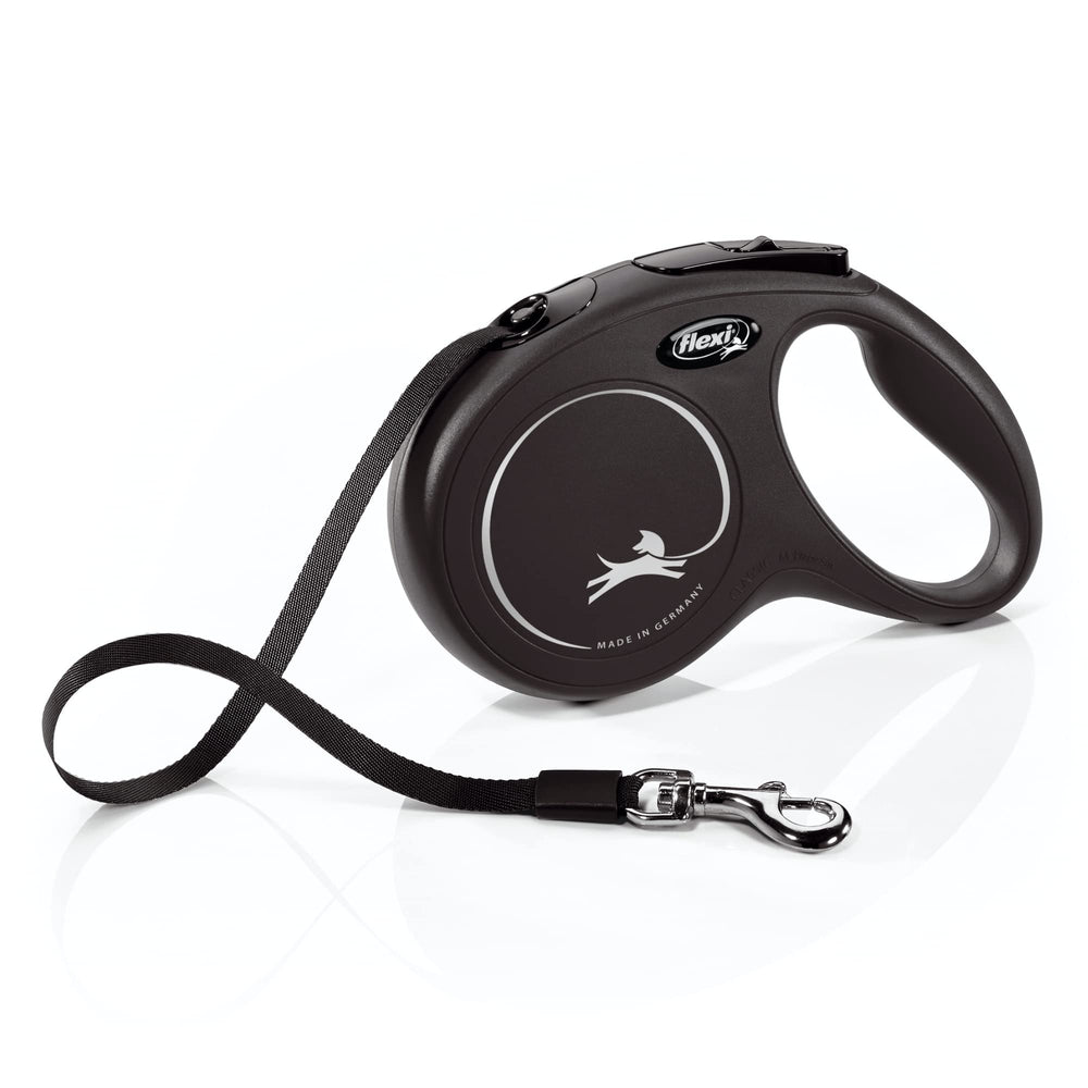 Flexi New Classic tape leash in use demonstrates smooth extension for comfortable walks.