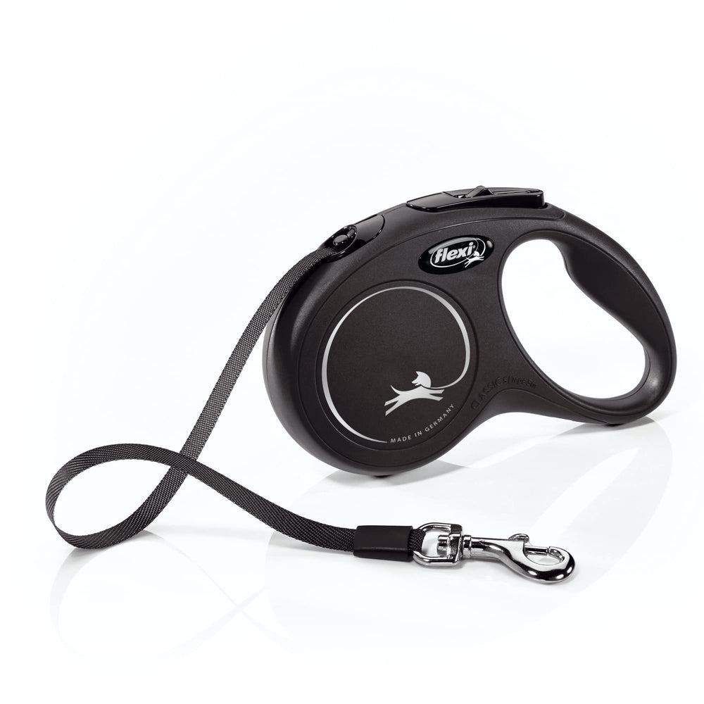 FLEXI New Classic small-dog leash, 16 ft, black, controlled walks.