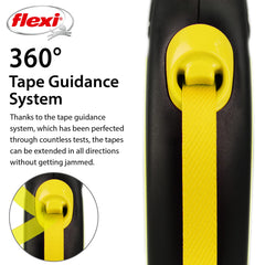 Flexi New Neon Tape Leash reflective stickers boost nighttime visibility.