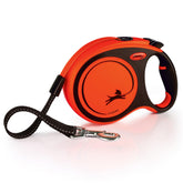 FLEXI Xtreme tape leash orange black front view showing comfortable grip for large dogs