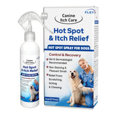 FlexTran Canine Itch Care spray bottle front view for quick skin relief.
