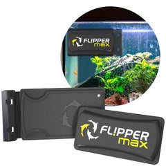 Flipper Max outside view of algae magnet cleaner on glass tank for hands-free algae control.