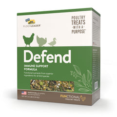 FLOCKLEADER Defend pellet closeup highlighting immune-support nutrients.
