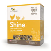 FLOCKLEADER Shine packaging showing the 3.5 lb bag for feather support.