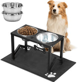 Flodomix elevated dog bowl stand with dual bowls for ergonomic feeding