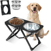 Flodomix foldable elevated dog bowl holder, portable and space-saving