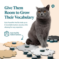 FluentPet recordable buttons pressed with light touch for small pets.