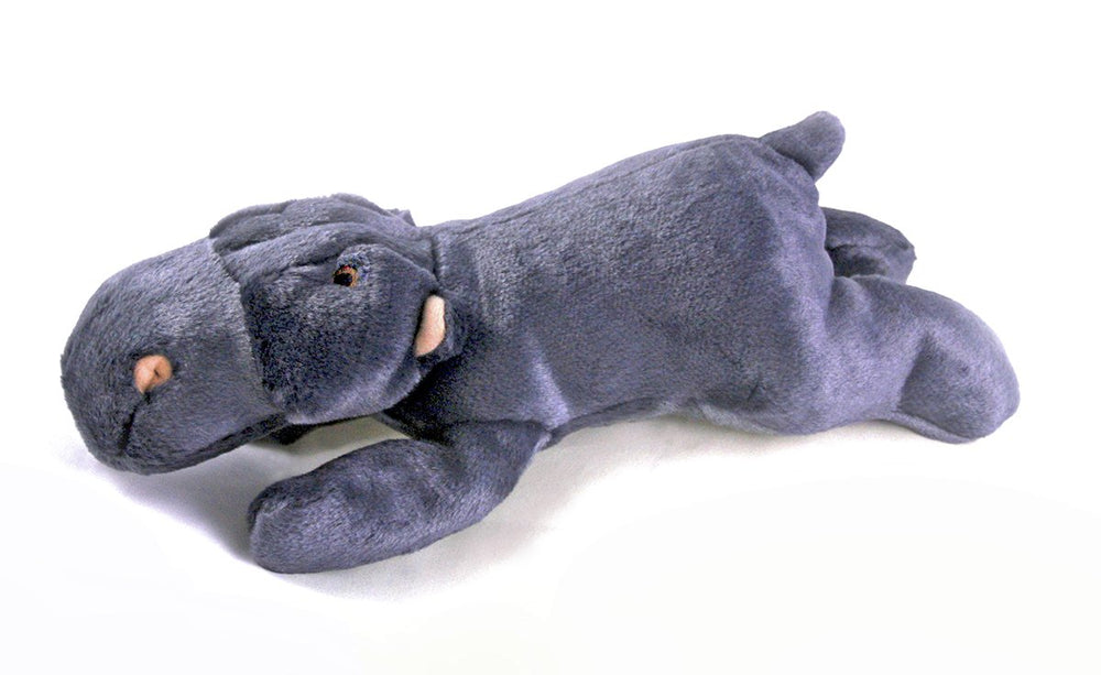 Fluff & Tuff Helga the Hippo plush toy with durable squeaker for interactive play.