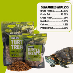 Close-up of mealworms, river shrimp, and crickets in Fluker's Grub Bag blend