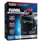 Fluval 307 exterior canister design highlights a compact, space saving profile.
