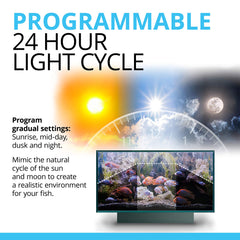 Fluval Aquasky 2.0 app interface demonstrates easy color and sky effect controls.