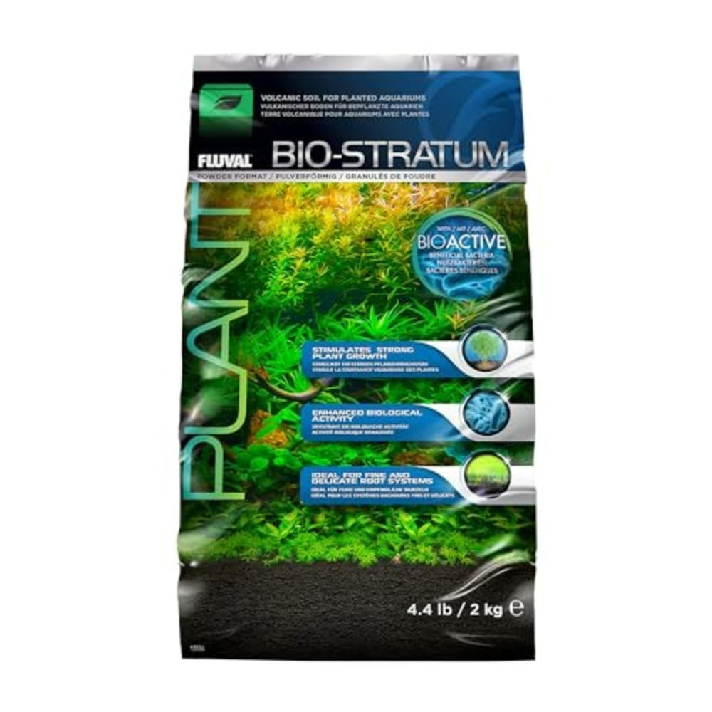 Fluval Bio-Stratum volcanic soil close-up highlighting fine texture for healthy roots