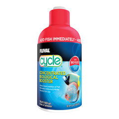 Fluval Cycle bottle label shows 16.9 oz size for new tank setups.