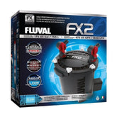 Fluval FX2 front view shows compact canister filter under the tank.