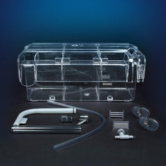 Fluval box attached to the aquarium exterior saves space.
