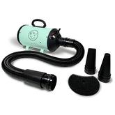 Flying Pig Grooming dryer with heater mint, promotes quick, calm drying.