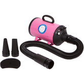 Flying Pig High Velocity Dryer Flying One pink front view highlights a durable steel shell for pro grooming.