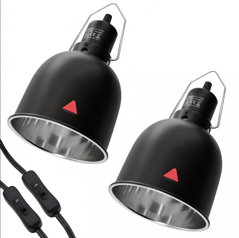 FMATOZ reptile light fixture dual switches control UVB and basking lamps.