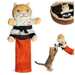 Fmnung karate kitty puppet with forearm sleeve for safer interactive play.