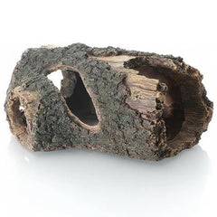 Fnaumdol hollow tree trunk decor with natural bark texture and holes for fish