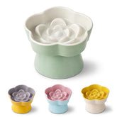 FOCPB ceramic elevated slow feeder bowl with maze aids slower meals for indoor cats.
