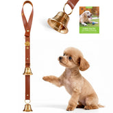 FOLKSMATE leather dog door bell closeup showing premium craftsmanship for potty training.