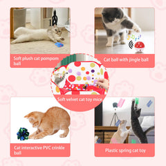 Fooind jingle balls in the set invite curious indoor cats to pounce and play.