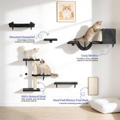 Fopetfy cat wall shelves natural sisal surface durable scratching that protects furniture