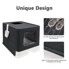 fophop XL Foldable Cat Litter Box enclosed privacy promotes cleaner litter areas