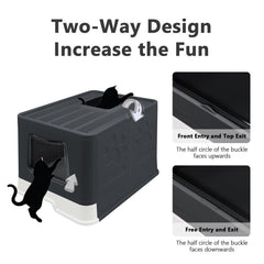 fophop XL Foldable Cat Litter Box scoop included for quick cleanup after use