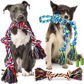 Forfon tough rope toy set during a tug session for aggressive chewers.