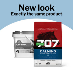 Formula 707 bottle pour illustrates easy daily dosing for anxious horses