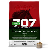 Formula 707 Digestive Health Equine pellets close-up showing probiotics and enzymes.