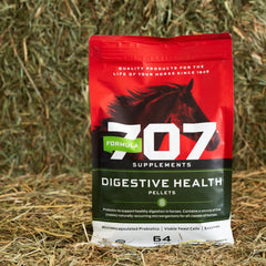 Formula 707 Digestive Health Equine prebiotics supporting gut flora.